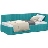 vidaXL Kotna postelja z vzglavjem Turkizna 90 x 200 cm Žamet | Shoptok.si