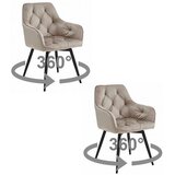  Okretna stolica JORK360, tamnobež baršun, crne metalne noge, set 2 kom | shoptok.hr