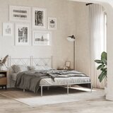 Maison Chic Kovinski Posteljni okvir - Dvoposteljna postelja - Zakonska postelja z vzglavjem bel 135x190 cm, (21693014) | Shoptok.si