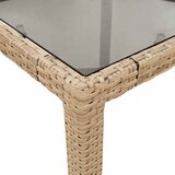  Vrtni stol sa staklenom pločom bež 90x90x75 cm od poliratana | shoptok.hr