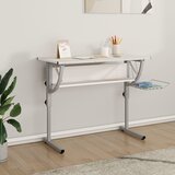 Maison Chic Delovna miza - pisarniška miza - Računalniška miza bela in siva 110x53x(58-87) cm inžen. les in jeklo, (21785249) | Shoptok.si
