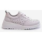 S. BARSKI Women's Openwork Wedge Sneakers Natural Leather Light Grey S.Barski LR482 | Shoptok.si