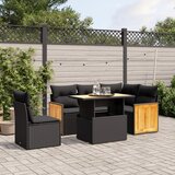 vidaXL Vrtna sedežna garnitura 6-delna z blazinami črna poli ratan | Shoptok.si