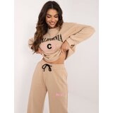 Fashion Hunters Beige tracksuit with straight trousers
