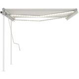 vidaXL Tenda na ručno uvlačenje s LED svjetlima 4 x 3 5 m krem | shoptok.hr