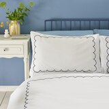 Catherine Lansfield Bela/modra posteljnina za zakonsko posteljo 200x200 cm Scallop Border – | Shoptok.si