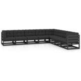 The Living Store Vrtna sedežna garnitura 8-delna z blazinami črna trdna borovina - Vrtna Sedežna Garnitura, (21471647) | Shoptok.si