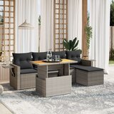  6-dijelni set vrtnih sofa od poliratana s jastucima sivi | shoptok.hr