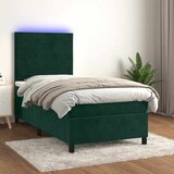  box spring s madracem LED tamnozeleni 90x200 cm baršun | shoptok.hr