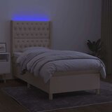  Box spring postelja z vzmetnico LED krem 90x200 cm blago, (20898597) | Shoptok.si
