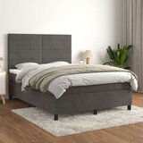  Box spring posteljni z vzmetnico temno siv 140x190 cm žamet, (20790920) | Shoptok.si