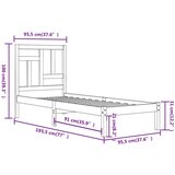  Okvir za krevet od masivne borovine bijeli 90x190 cm 3FT mali | shoptok.hr