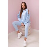 Kesi Set of sweatshirts with bow on the sleeves and leggings blue Cijene