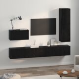 vidaXL Set TV komoda s policom Ostalo s pohranom s vratima 4 pcs Crni hrast 30.5 x 30 x 110 cm | shoptok.hr
