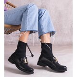 Gemre Black ankle boots with a fabric upper by Kris | Shoptok.si