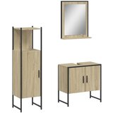  The Living Store Garnitura kopalniških omaric 3-delna sonoma hrast inž. les - Komplet Kopalniškega Pohištva, (21442280) | Shoptok.si