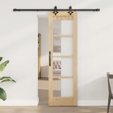 vidaXL Drsna vrata s kompletom opreme 'ORKDAL'iz masivnega lesa in stekla, Notranja vrata s steklom 'ORKDAL'61x198.5x4 cm iz masivnega lesa | Shoptok.si