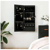 vidaXL Zidni ormarić za nakit s ogledalom crni 37 5 x 10 x 90 cm