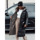 DStreet Kurtka damska VELVETTI długa pikowana z kapturem dwustronna czarna | Shoptok.si