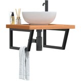  The Living Store Stenska polica za umivalnik jeklo in trdna bukovina - Polica Za Umivalnik, (21554592) | Shoptok.si