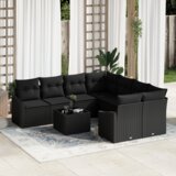 vidaXL 9-delni vrtni sedežni set z blazinami črna poli ratan | Shoptok.si