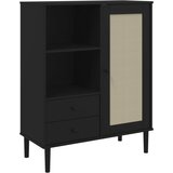  Visoka komoda SENJA crna izgled ratana 90x40x112 cm borovina | shoptok.hr