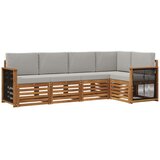 vidaXL Kotna sedežna garnitura z blazino 4 pcs Naravna in svetlo siva, (5000283455) | Shoptok.si