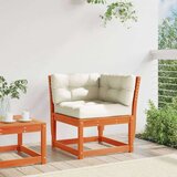 vidaXL Vrtni kotni kavč z blazinami rjav 73x73x78 cm trdna borovina | Shoptok.si