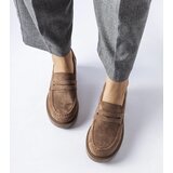 Gemre Brown eco-suede block heel loafers Gaspare | shoptok.hr