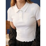 Sinsay Pamučna polo majica s ukrasnim volanima | shoptok.hr