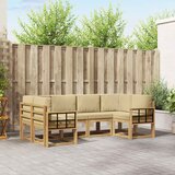 Set vanjskih sofa 6 kom. Bijela i bež Smeđa 245 x 128,5 x 73 cm | shoptok.hr