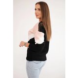 Kesi Sweater with geometric patterns powder pink+black | shoptok.hr