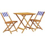 vidaXL 3-dijelni bistro set od tkanine i masivnog drva plava i bijela | shoptok.hr