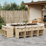  The Living Store Vrtna jedilna garnitura 13-delna z blazinami bež poli ratan - Vrtna Jedilna Garnitura, (21477529) | Shoptok.si