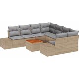  Sjedeća garnitura za vrt 9 kom. Bež i svijetlo siva poliratan 264 x 234 x 69 cm | shoptok.hr
