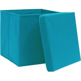  Kutije za pohranu s poklopcima 4 kom 28x28x28 cm svjetloplave | shoptok.hr
