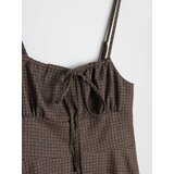 Sinsay Mini haljina na naramenice s vezanjem na dekolteu, u karo uzorku | shoptok.hr