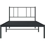 vidaXL Kovinski posteljni okvir z vzglavjem črn 100x190 cm | Shoptok.si