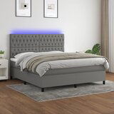 Maison Chic Box spring postelja - Vzmetna postelja z vzmetnico LED temno siva 160x200 cm blago SL3339, (21906520) | Shoptok.si