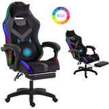 Trick Gejmerska stolica sa RGB osvetljenjem, lumbalnim masažerom i dodatkom za noge THE MAGIC, materijal štof i eko | Eponuda.com