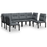 Maison Chic Seti vrtnega pohištva - Vrtna garnitura - Vrtni pohištvo set 6-delna črna in siva poli ratan, (21812913) | Shoptok.si
