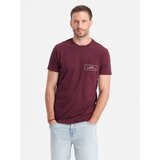 Ombre Men's Streetstyle cotton t-shirt with pocket print - maroon | Shoptok.si