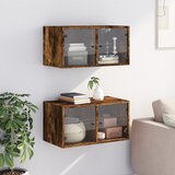  Zidni ormarić sa staklenim vratima boja hrasta 68,5x37x35 cm Smeđa | Shoptok.si