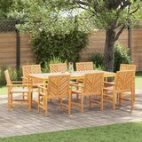  Vrtni set za objed 9 pcs Smeđa Čvrsto drvo akacije | shoptok.hr