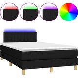  Krevet box spring s madracem LED crni 120 x 200 cm od tkanine | shoptok.hr