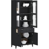  Visoka komoda VIKEN crna 80 x 40 x 190 cm od masivne borovine | Shoptok.si
