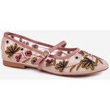 Boto Ballet Flats With Embroidery And Strap Pink Lilindraen | Shoptok.si