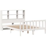 vidaXL Knjižna postelja brez vzmetnice bela 140x200 cm trdna borovina | Shoptok.si