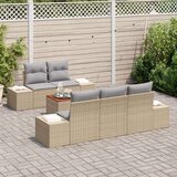  6-delni vrtni sedežni set z blazinami bež poli rattan akacija, (22091372) | Shoptok.si