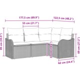 vidaXL 4-delni set vrtnika z blazinami svetlo sivi poli ratan | Shoptok.si